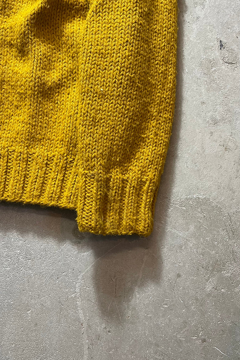 78'S ZIP UP WOOL KNIT COWICHAN SWEATER / YELLOW [SIZE:M equivalent USED]