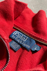 90'S EXCLUSIVE OF DECORATION HALF ZIP KNIT SWEATER / RED [SIZE: L USED]