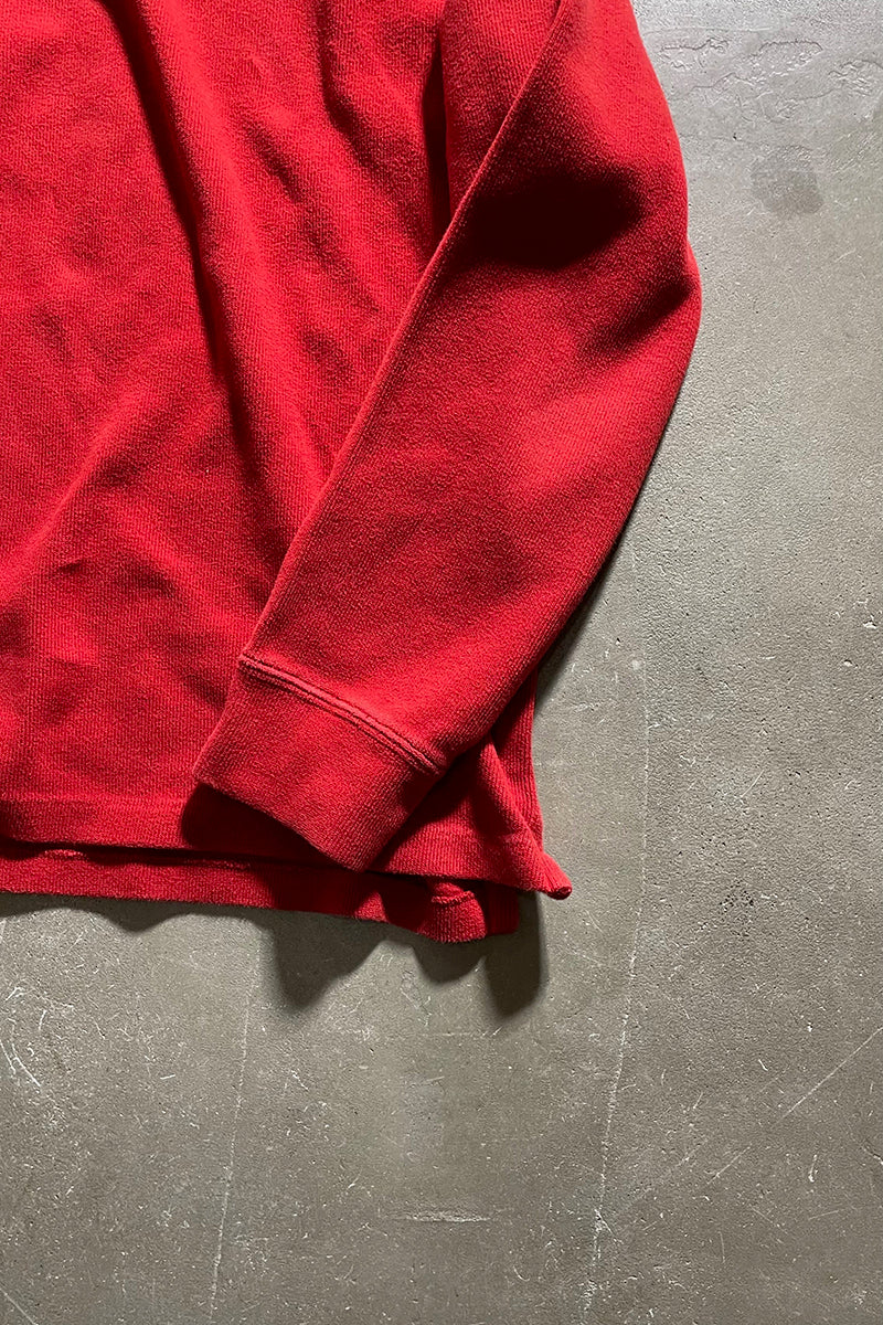 90'S EXCLUSIVE DECORATION HALF ZIP KNIT SWEATER / RED [SIZE: L USED]