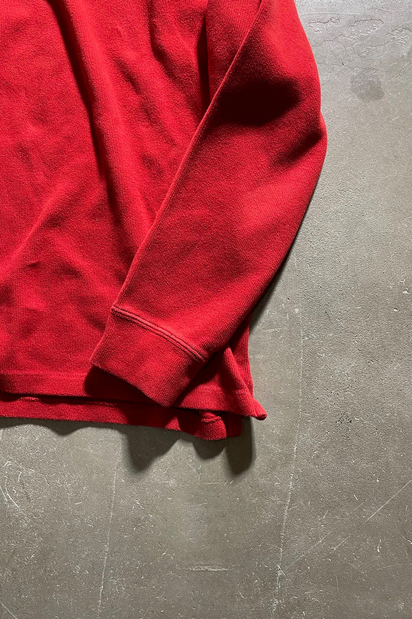 90'S EXCLUSIVE DECORATION HALF ZIP KNIT SWEATER / RED [SIZE: L USED]