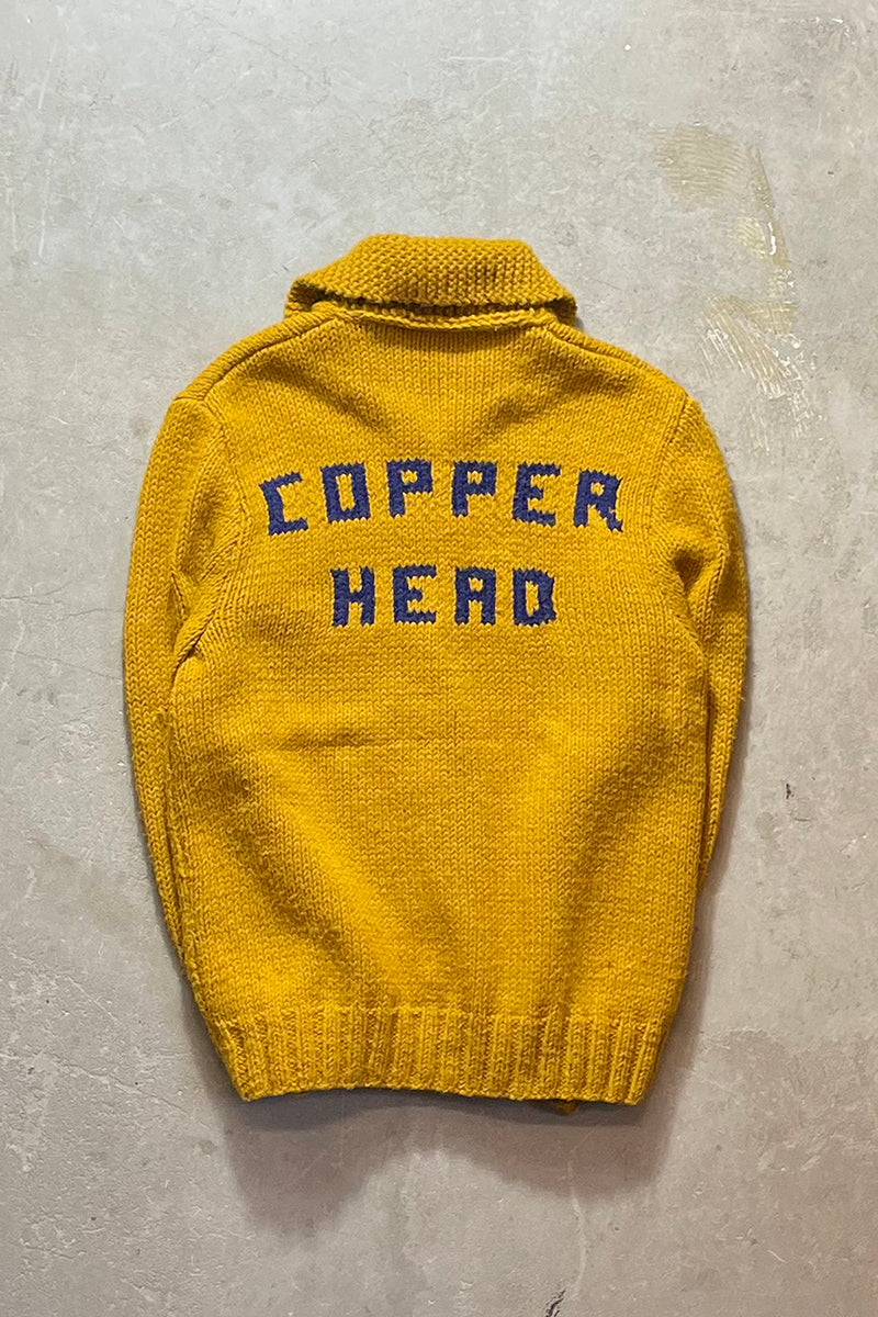78'S ZIP UP WOOL KNIT COWICHAN SWEATER / YELLOW [SIZE:M equivalent USED]