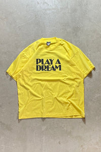 MADE IN USA 90'S PLAY A DREAM ADVERTISING T-SHIRT / YELLOW [SIZE: XL USED]