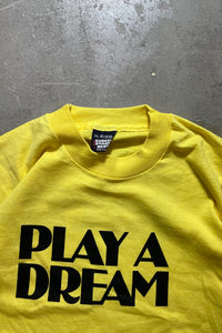MADE IN USA 90'S PLAY A DREAM ADVERTISING T-SHIRT / YELLOW [SIZE: XL USED]
