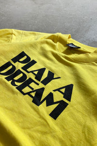 MADE IN USA 90'S PLAY A DREAM ADVERTISING T-SHIRT / YELLOW [SIZE: XL USED]