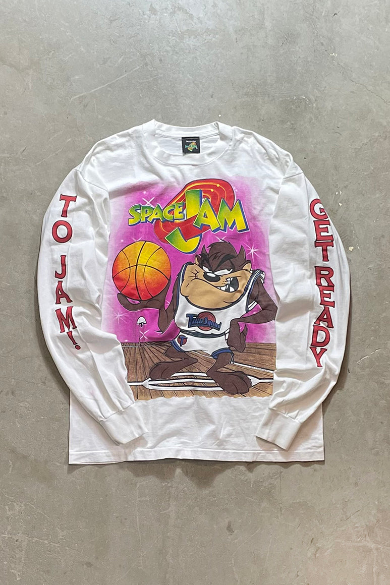 96'S SPACE JAM LOONEY TUNES TASMANIAN DEVIL T-SHIRT / WHITE [SIZE: L USED]