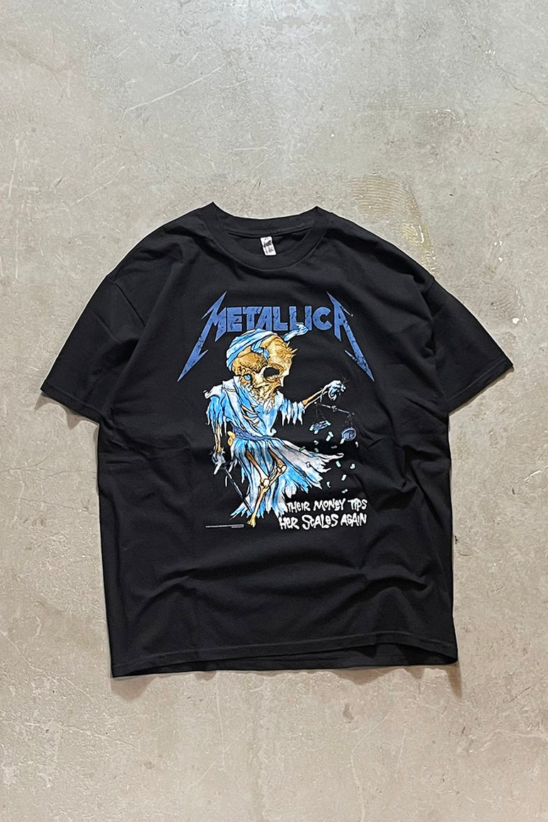 Y2K 07'S METALLICA THEIR MONEY TIPS HER SCALES BAND T-SHIRT / BLACK [SIZE: XL USED]