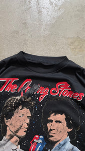 89'S THE ROLLING STONES STEEL WHEELS BAND T-SHIRT / BLACK [SIZE: L USED]