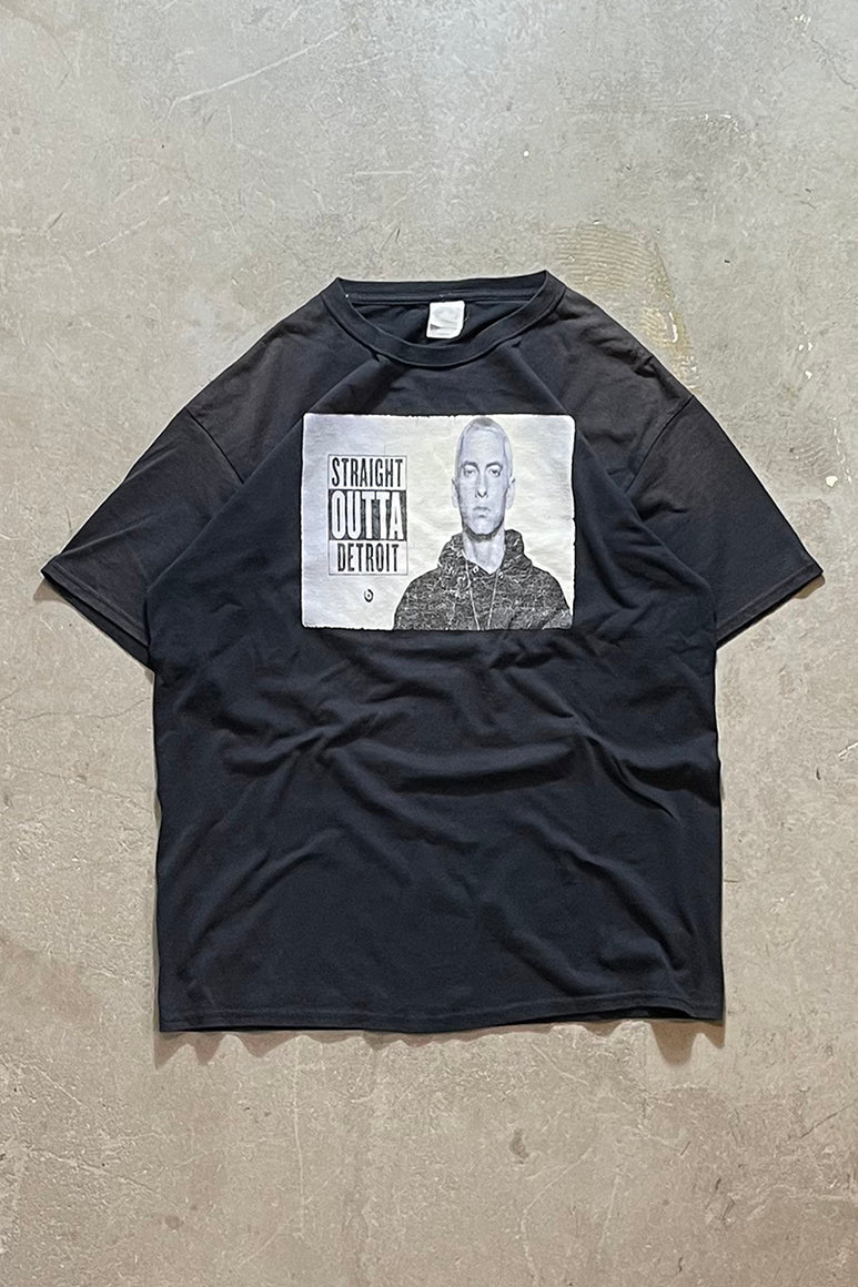Y2K STRAIGHT OUTTA DETROIT EMINEM HIP HOP T-SHIRT / BLACK [SIZE: XL USED]