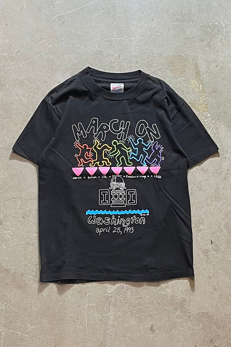 MADE IN USA 93'S KEITH HARING WASHINGTON ART T-SHIRTS / BLACK [SIZE: M USED]