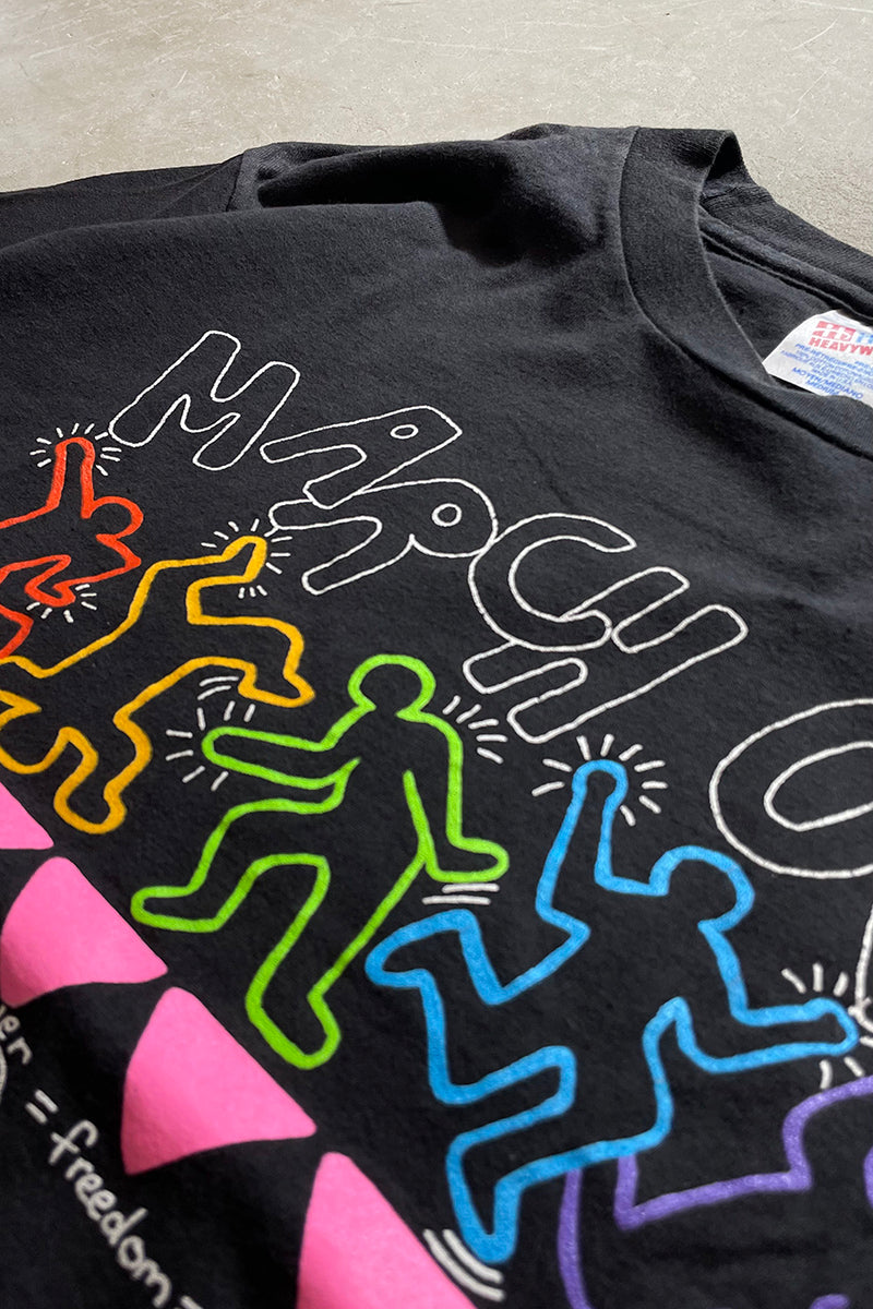 MADE IN USA 93'S KEITH HARING WASHINGTON ART T-SHIRTS / BLACK [SIZE: M USED]