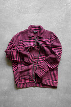 画像をギャラリービューアに読み込む, MADE IN ITALY GREN CHECK CRAZY PATTERN WOOL ZIP JACKET / NEON PINK/BLACK [SIZE: M DEADSTOCK/NOS]
