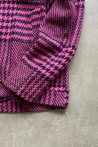 MADE IN ITALY GREN CHECK CRAZY PATTERN WOOL ZIP JACKET / NEON PINK/BLACK [SIZE: M DEADSTOCK/NOS]