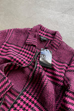 画像をギャラリービューアに読み込む, MADE IN ITALY GREN CHECK CRAZY PATTERN WOOL ZIP JACKET / NEON PINK/BLACK [SIZE: M DEADSTOCK/NOS]
