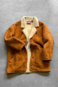 90'S MOUTON SHEARING COAT / BROWN [SIZE: XL USED]