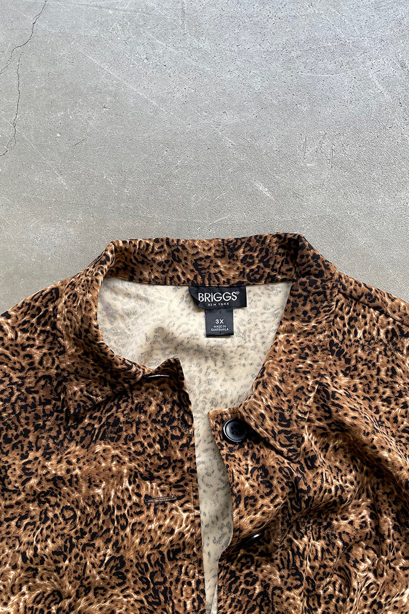 90'S LEOPARD PATTERN BUTTON HALF COAT / LEOPARD [SIZE: 3XL USED]