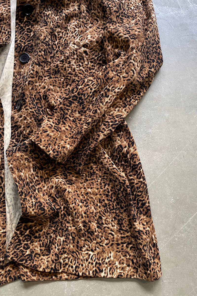90'S LEOPARD PATTERN BUTTON HALF COAT / LEOPARD [SIZE: 3XL USED]