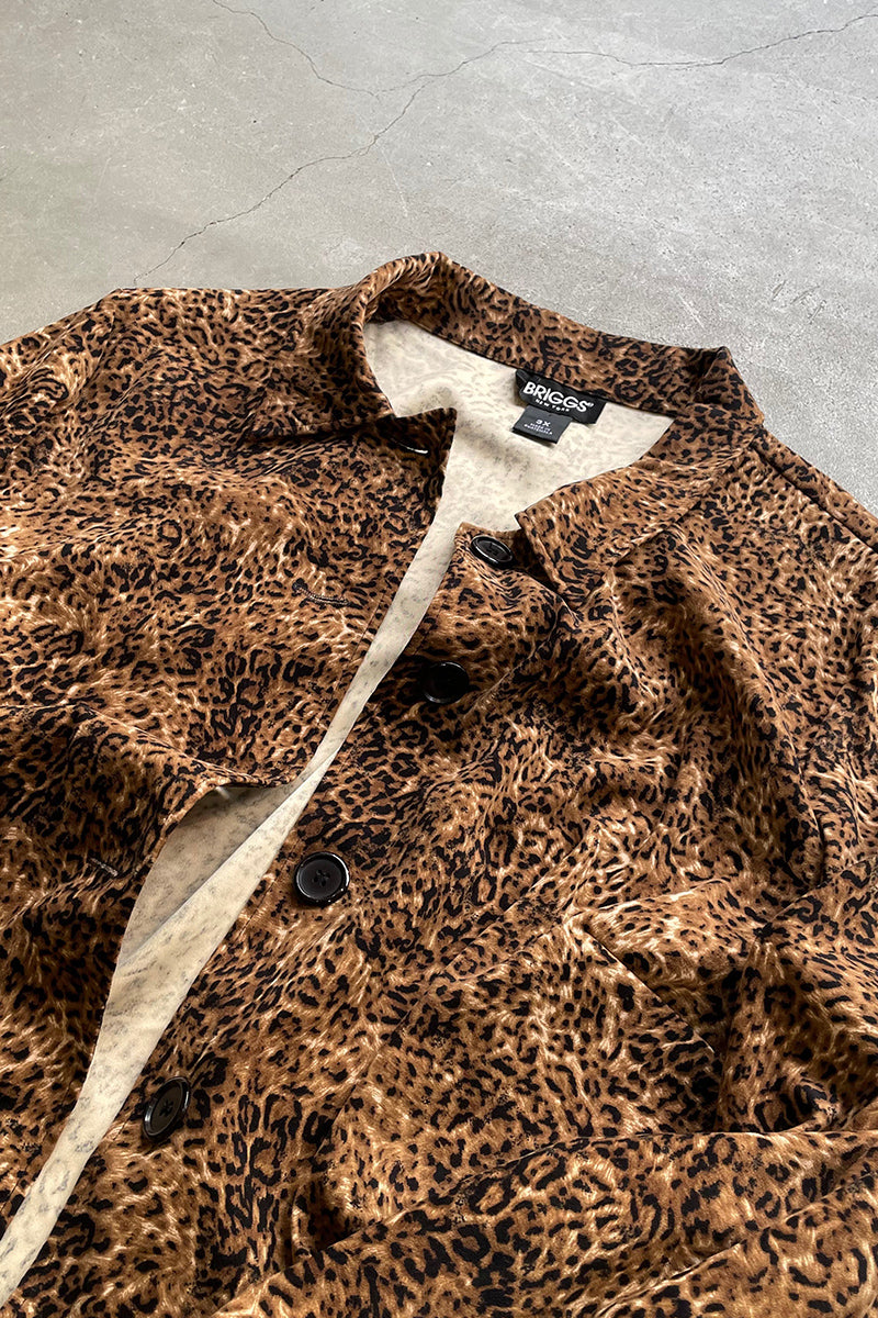 90'S LEOPARD PATTERN BUTTON HALF COAT / LEOPARD [SIZE: 3XL USED]