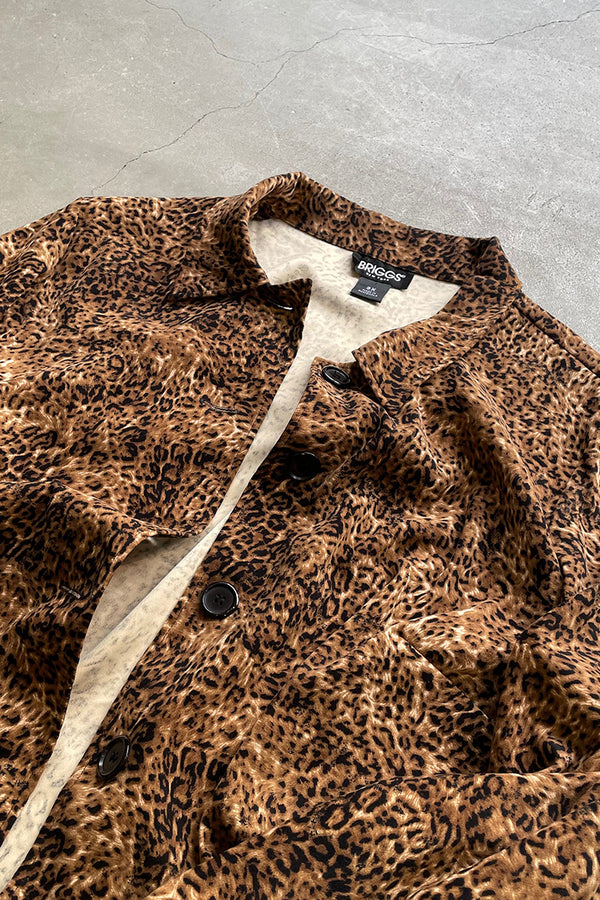 90'S LEOPARD PATTERN BUTTON HALF COAT / LEOPARD [SIZE: 3XL USED]
