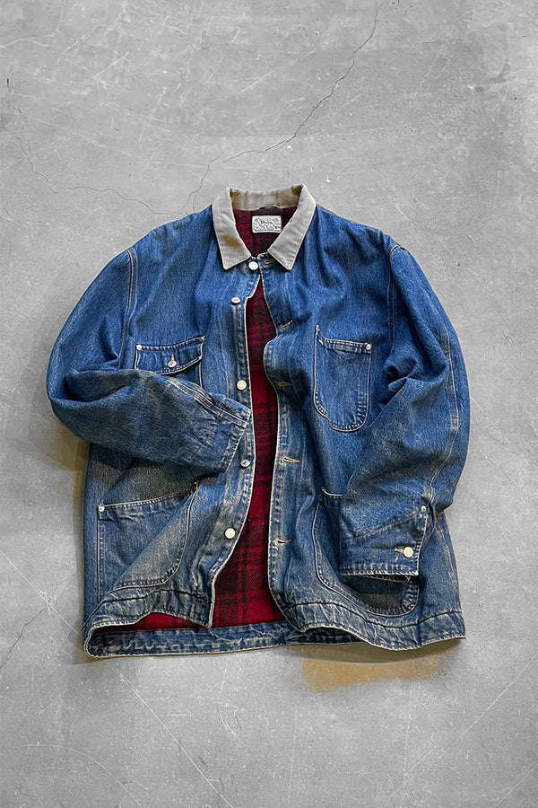 MADE IN USA 80'S DENIM COVERALL W/WOOL LINER / INDIGO [SIZE: XL USED]