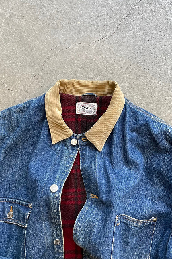MADE IN USA 80'S DENIM COVERALL W/WOOL LINER / INDIGO [SIZE: XL USED]