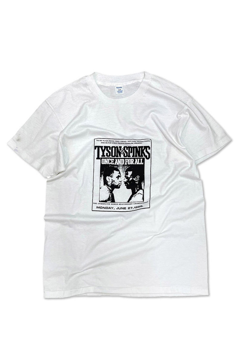 MADE IN USA 88'S TYSON VS SPINKS BOXING T-SHIRT / WHITE [SIZE: L USED]