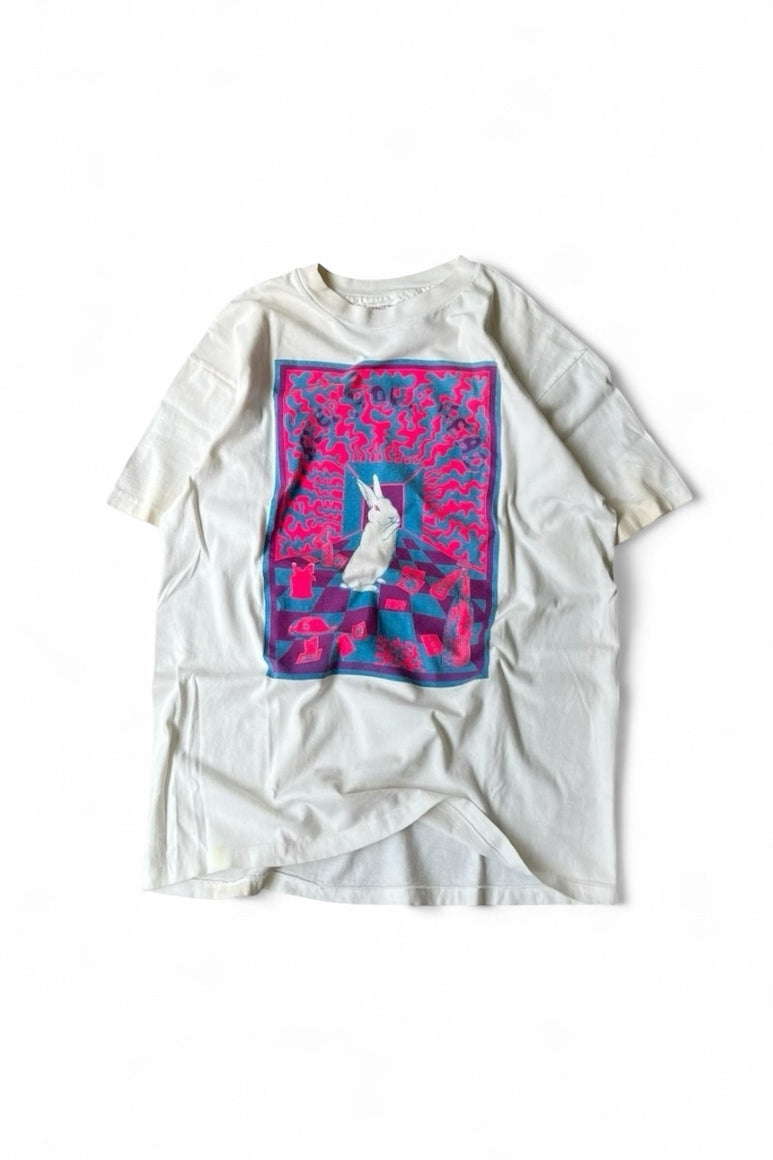 MADE IN USA 80'S KEEP YOUR HEAD PRINT T-SHIRT / WHITE [SIZE: L USED]