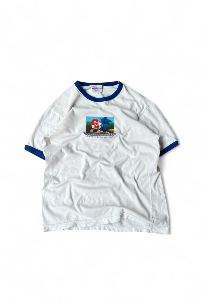 MADE IN USA 90'S SEGA SONIC GAME RINGER T-SHIRT / WHITE [SIZE: S USED]