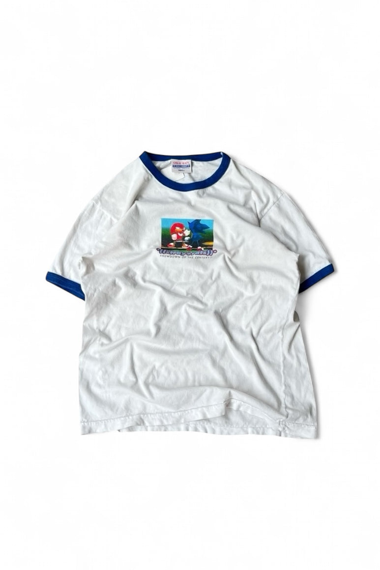 MADE IN USA 90'S SEGA SONIC GAME RINGER T-SHIRT / WHITE [SIZE: S USED]
