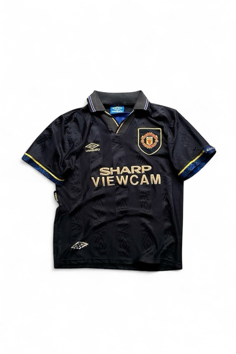 93-95'S MANCHESTER UNITED FOOTBALL GAME SHIRT / BLACK [SIZE: S USED]