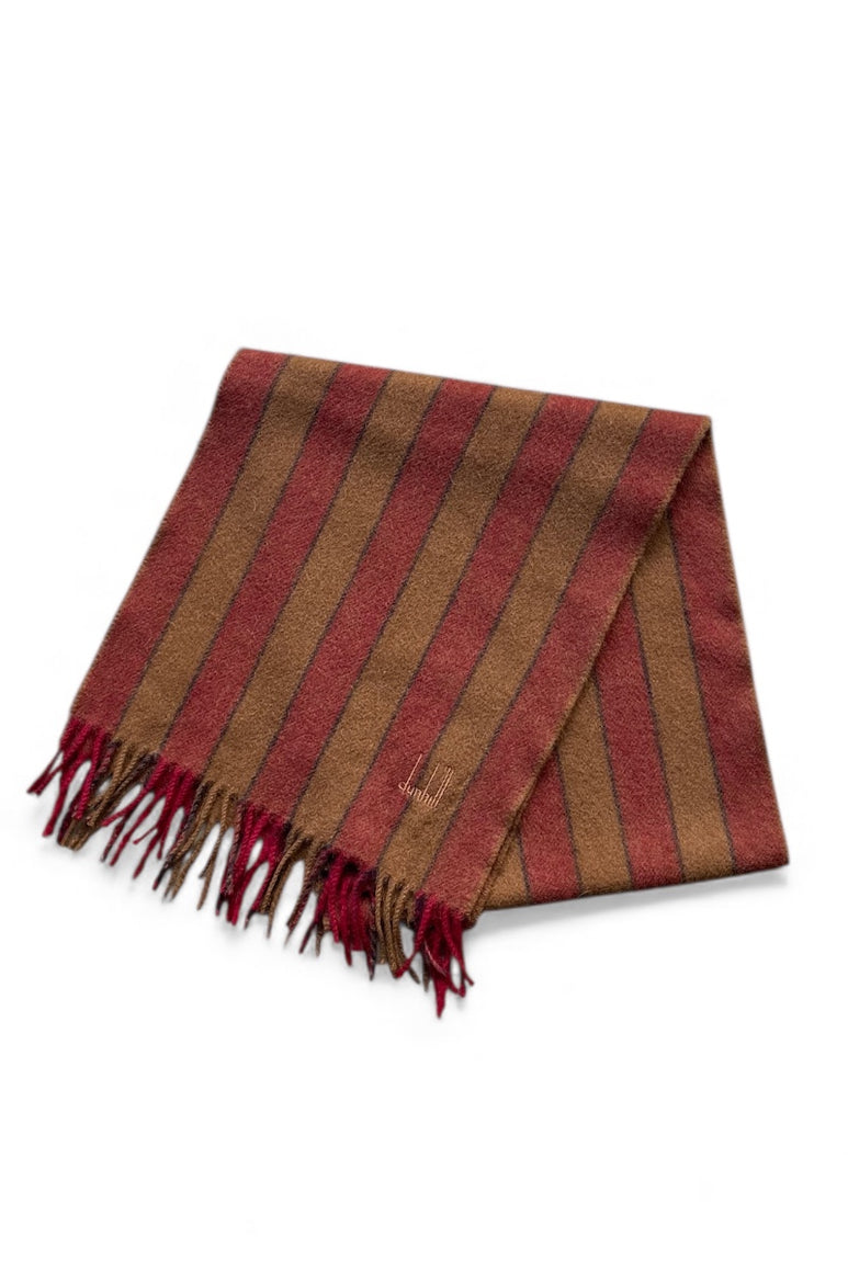 MADE IN SCOTLAND CASHMERE STRIPE SCARF / BROWN [SIZE: ONE SIZE USED]