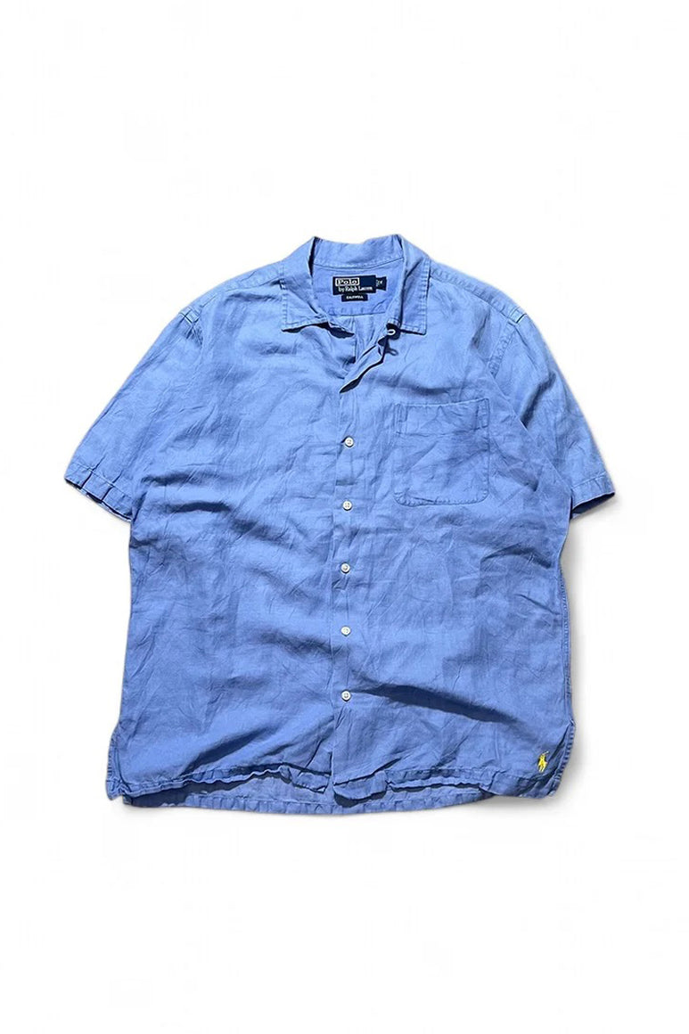 90'S CALDWELL LINEN SILK S/S SHIRT / LIGHT BLUE [SIZE: M USED]