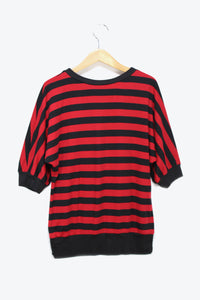 MADE IN USA HALF RAGLAN SLEEVE BORDER T-SHIRT / RED/BLACK [SIZE:M USED]