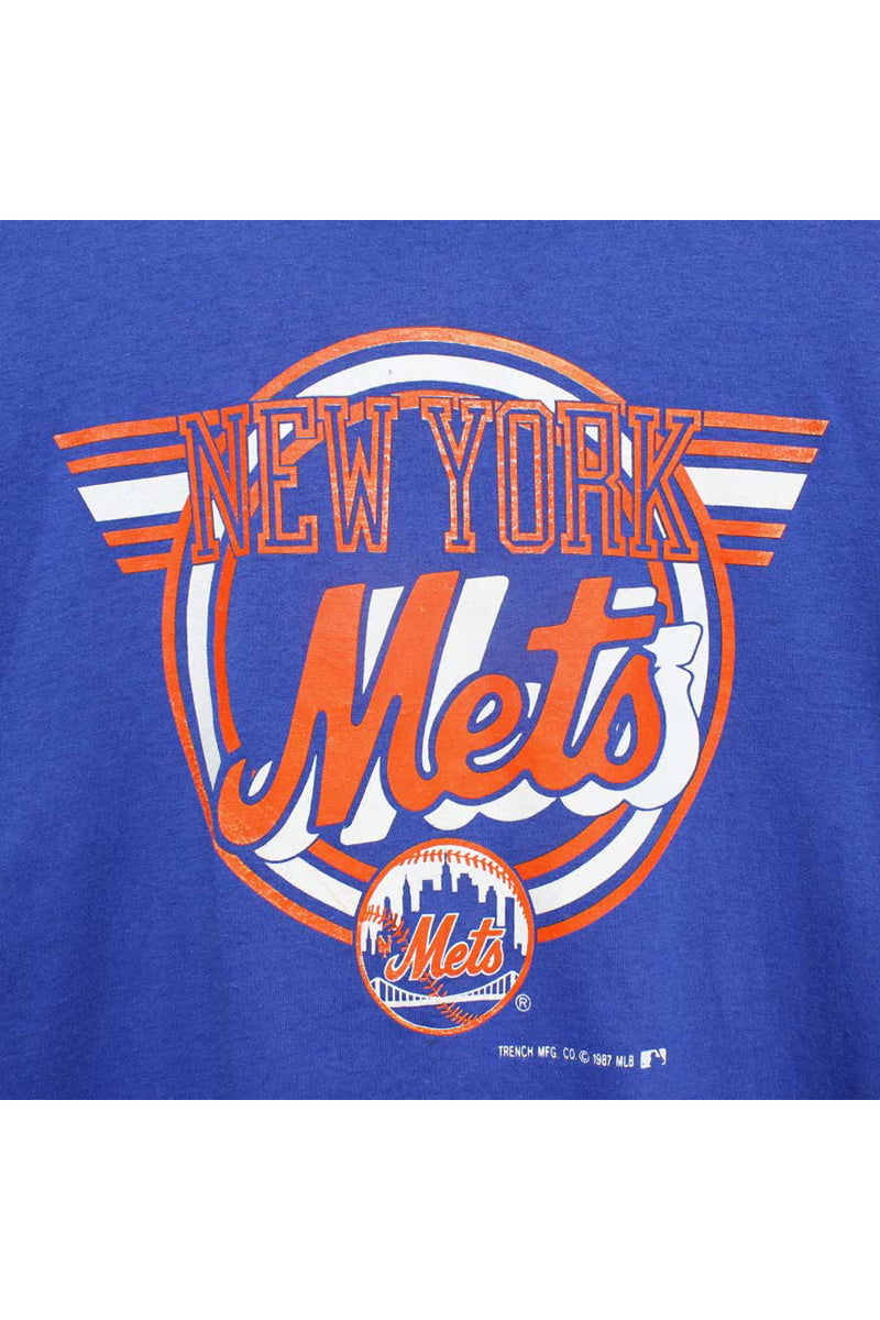 MADE IN USA NY METS T-SHIRT / BULE [SIZE:M相当 USED]