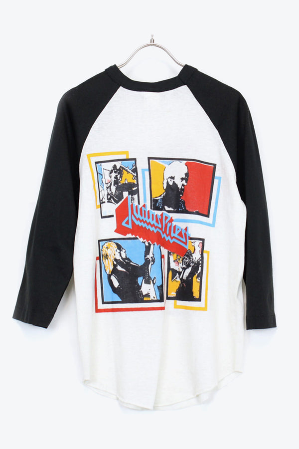 80'S BASEBALL T-SHIRT / BLACK/WHITE [SIZE:XL USED]