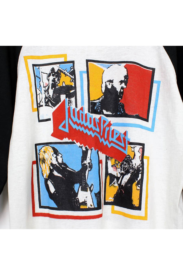 80'S BASEBALL T-SHIRT / BLACK/WHITE [SIZE:XL USED]