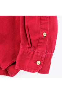 90'S L/S BD COTTON SHIRT / RED [SIZE: XL USED]