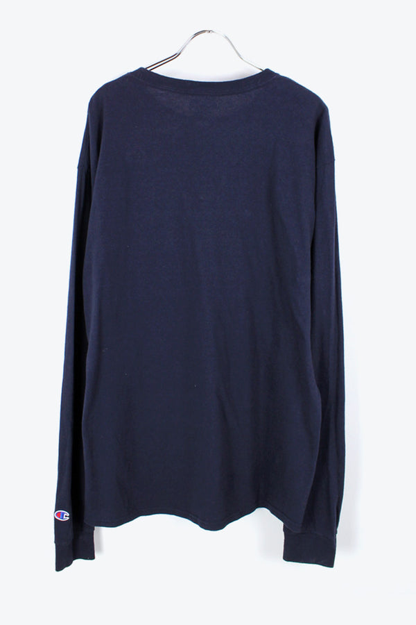 L/S LOGO PRINT T-SHIRT / NAVY [SIZE:L USED]