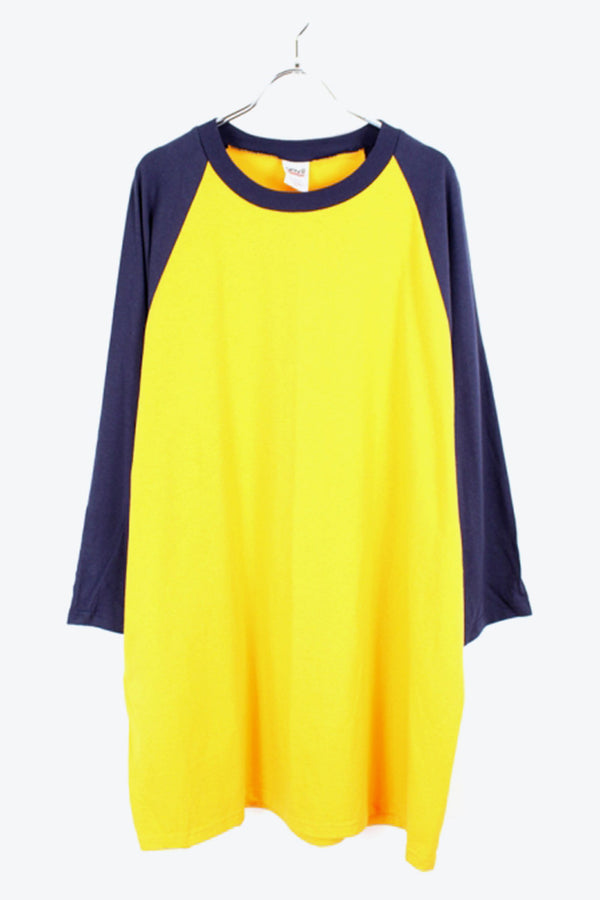 90'S BASEBALL T-SHIRT / YELLOW NAVY [DEADSTOCK/NOS]