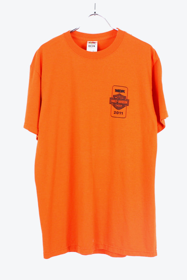 HARLEY DAVIDSON PRINT T-SHIRT / ORANGE [SIZE:M USED]