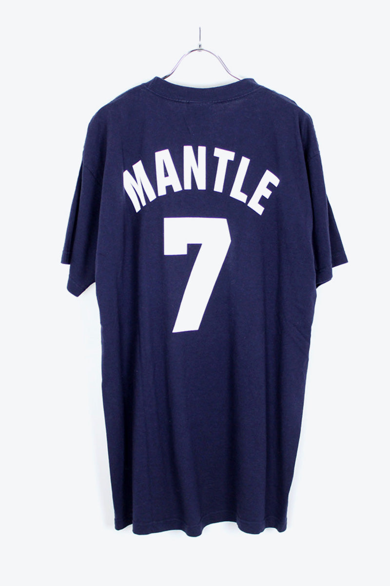 NY YANKEES 7 MANTLE T-SHIRT / NAVY [SIZE:XL USED]