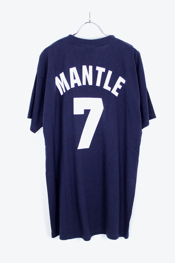 NY YANKEES 7 MANTLE T-SHIRT / NAVY [SIZE:XL USED]
