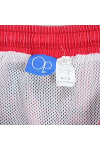 90'S SWIM SHORTS / RED BLACK [SIZE: XL DESDSTOCK/NOS]