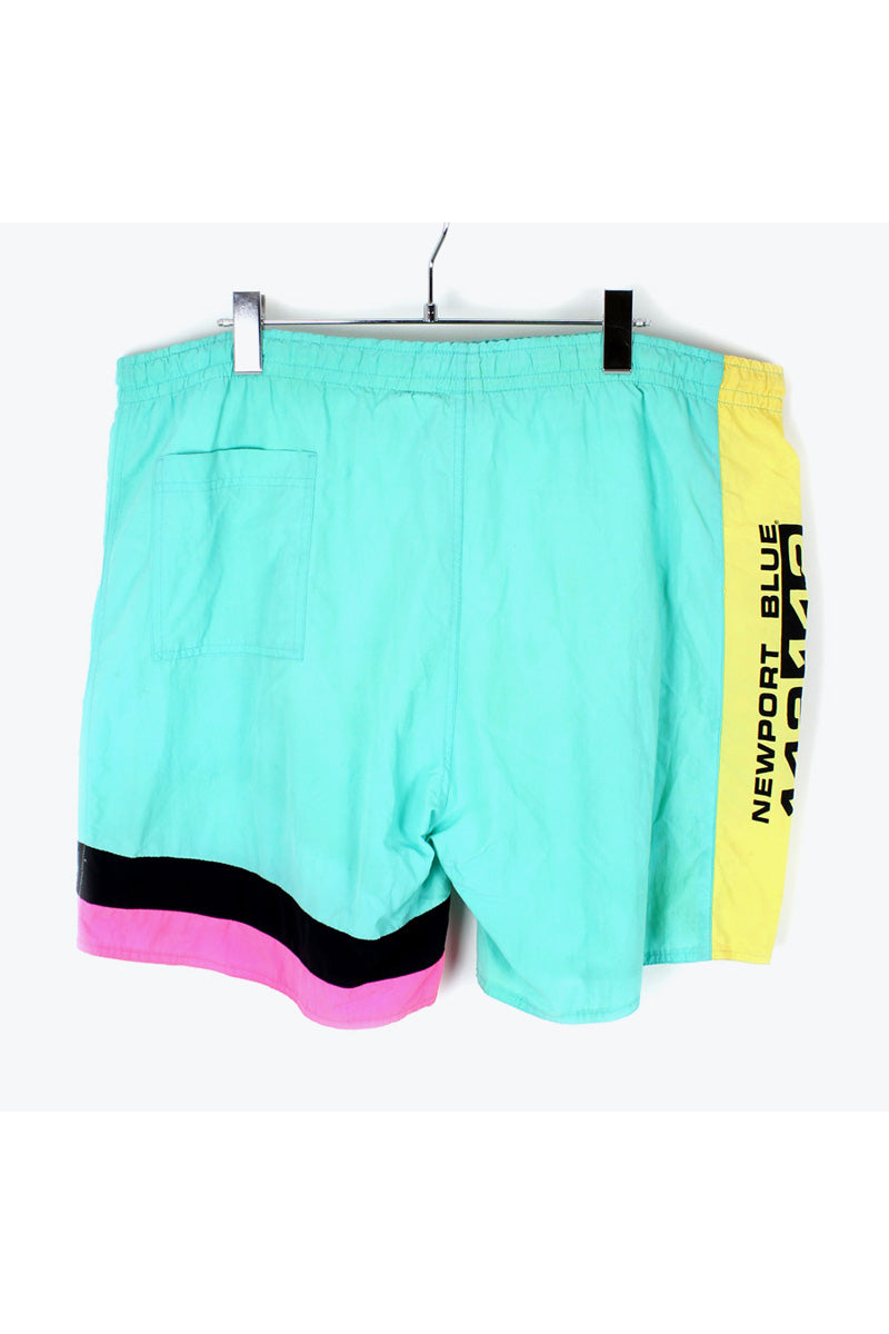80'S NYLON SWIM SHORTS / LIGHT GREEN [SIZE: L USED]