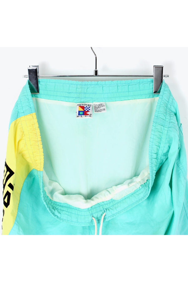 80'S NYLON SWIM SHORTS / LIGHT GREEN [SIZE: L USED]