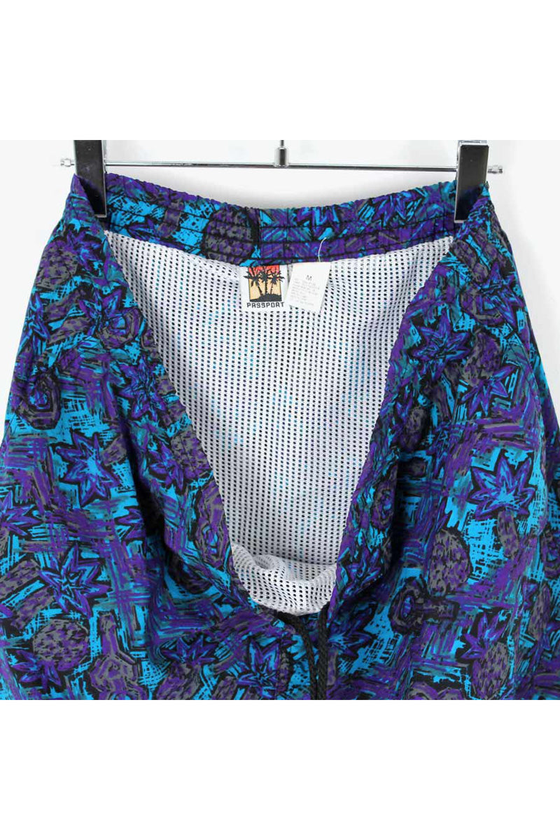 90'S SWIM SHORTS / GREEN PURPLE [SIZE: M USED]