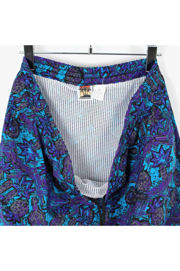 90'S SWIM SHORTS / GREEN PURPLE [SIZE: M USED]