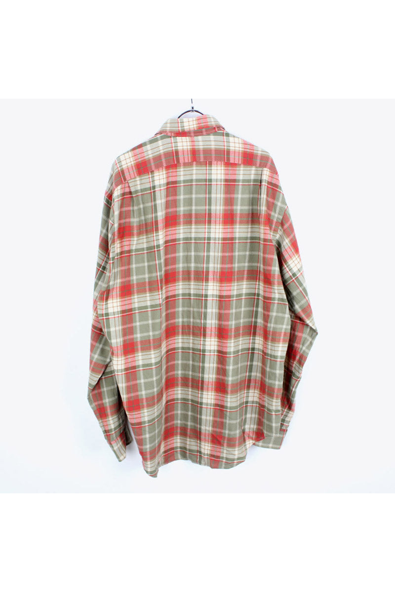 L/S CHECK SHIRT / KHAKI RED [SIZE: L USED]