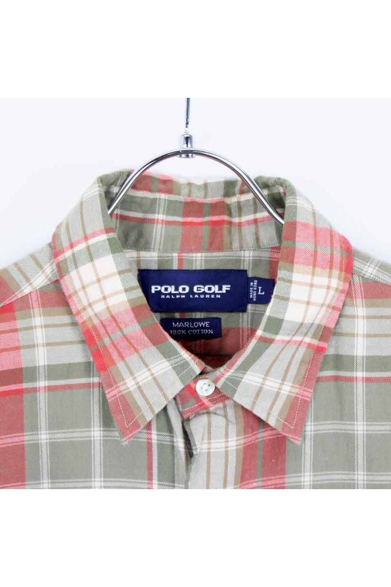 L/S CHECK SHIRT / KHAKI RED [SIZE: L USED]