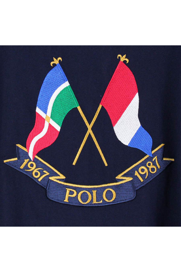 S/S CROSS FLAG EMBROIDERY T-SHIRT / NAVY [NEW][30%OFF]
