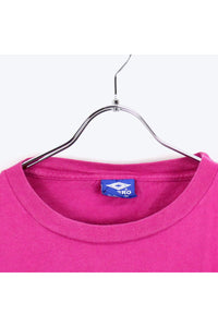 90'S S/S LOGO PRINT T-SHIRT / PINK [SIZE:XL USED]